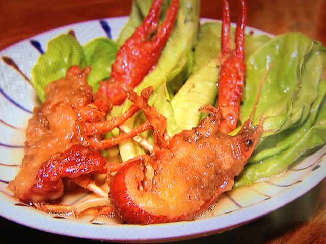 テレビで放送されたザリガニ料理